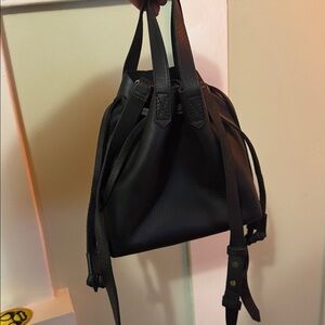 Black leather Madewell bucket bag